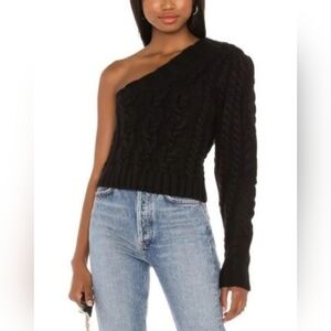 For Love & Lemons One Shoulder Sweater/Black